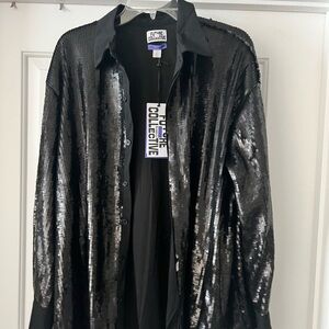 Kahlana Barfield Brown Future Collective Black Sequin Shirt